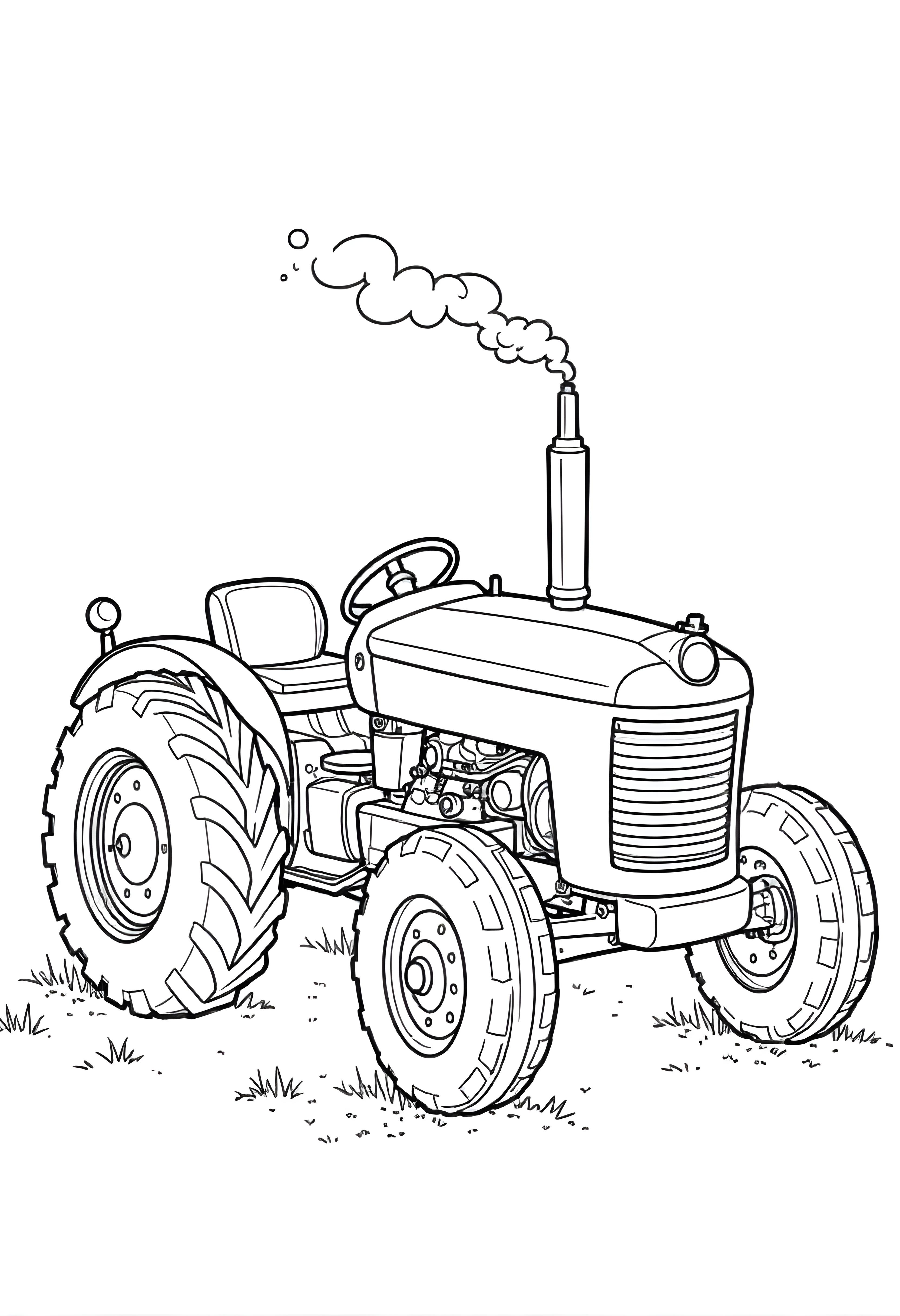 Vintage tractor coloring page